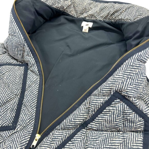 J. Crew Herringbone Quilted Vest Black Ivory Size Small - Picture 7 of 10